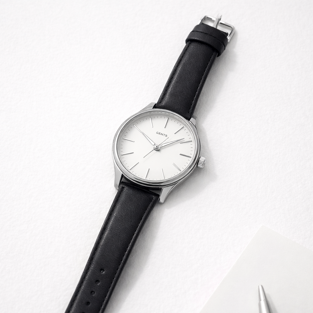 GENTS 42mm Men’s Minimalist Leather Watch – Classic Stainless Steel Dress Watch for Men, Lightweight & Water-Resistant Daily Wear – Elegant Gift for Men