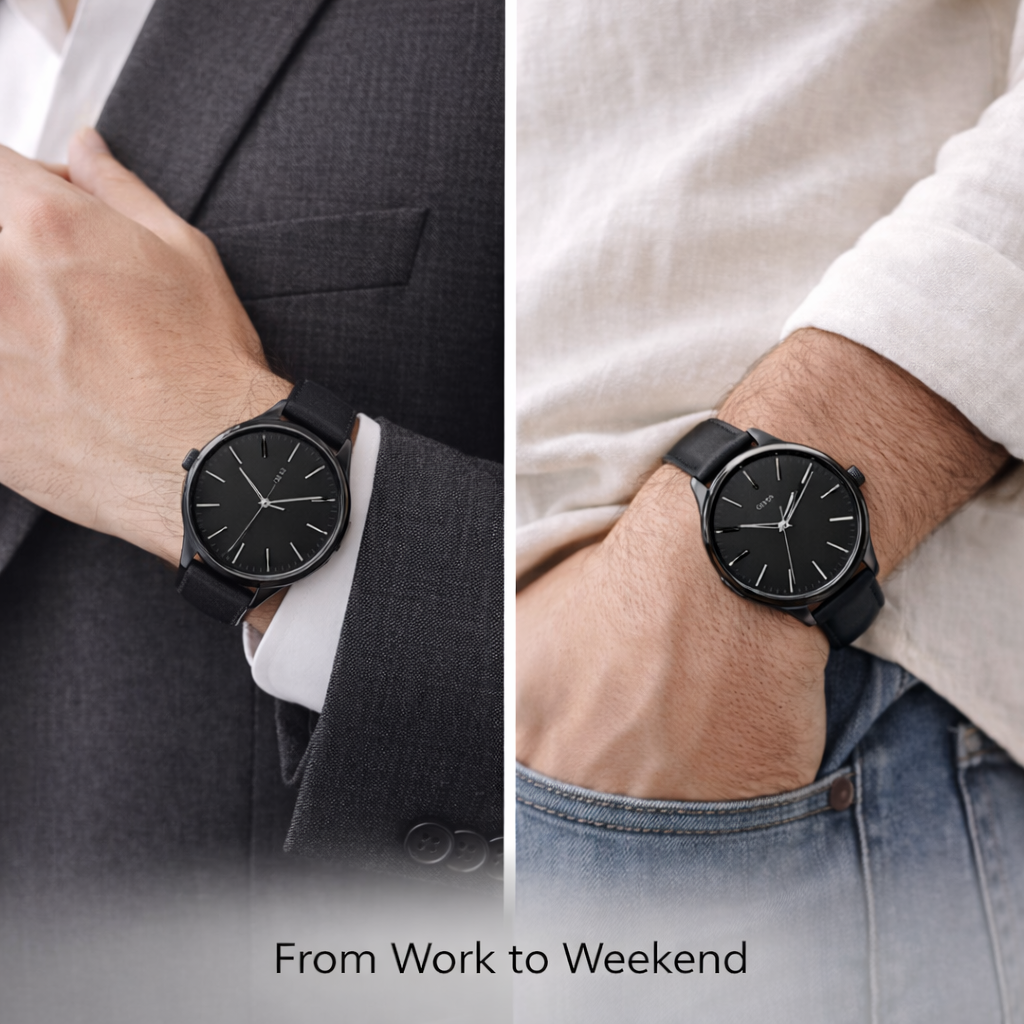 GENTS 42mm Men’s Minimalist Leather Watch – Classic Stainless Steel Dress Watch for Men, Lightweight & Water-Resistant Daily Wear – Elegant Gift for Men