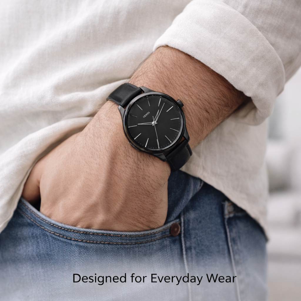 GENTS 42mm Men’s Minimalist Leather Watch – Classic Stainless Steel Dress Watch for Men, Lightweight & Water-Resistant Daily Wear – Elegant Gift for Men