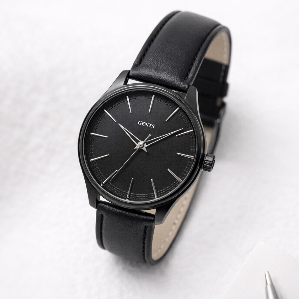 GENTS 42mm Men’s Minimalist Leather Watch – Classic Stainless Steel Dress Watch for Men, Lightweight & Water-Resistant Daily Wear – Elegant Gift for Men