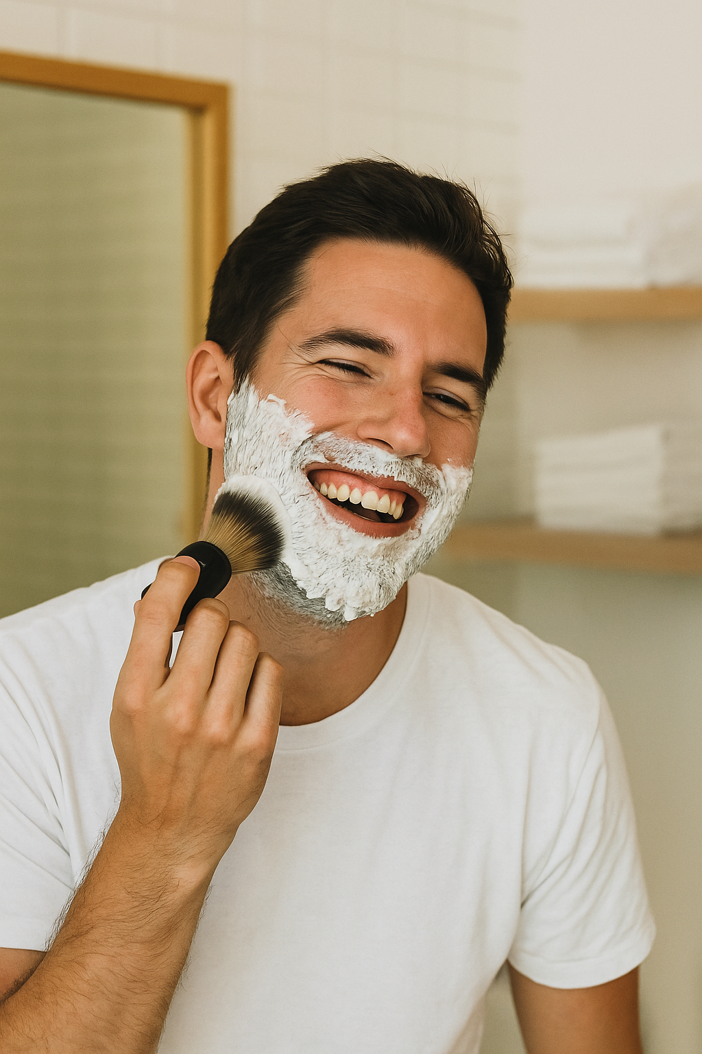 Shaving Brush Synthetic with Travel Tube – 4” Protective Hard Case – Perfect for Travel & Home Use GENTS
