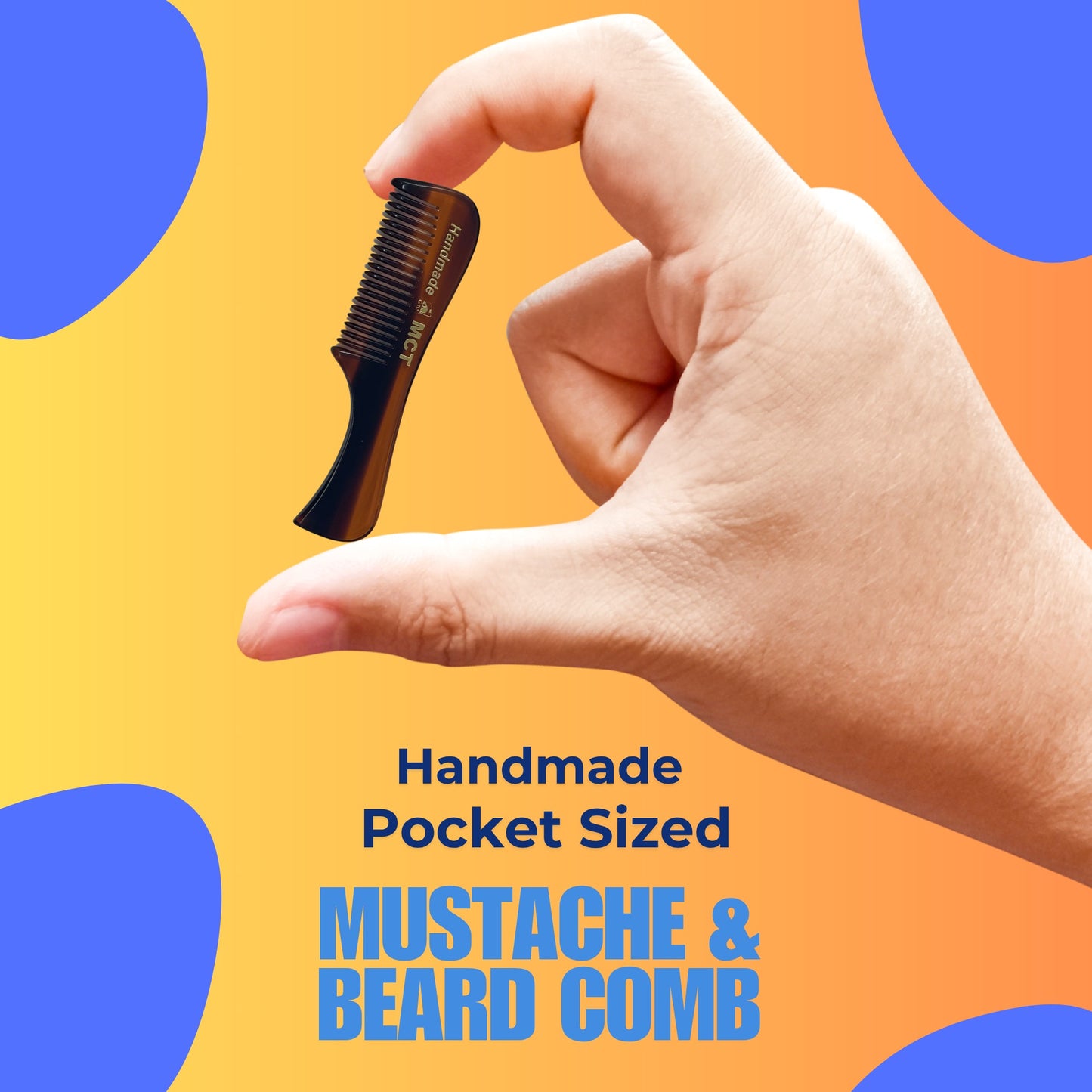 Comb 3" Handmade Mustache Styling Combs – Fine Tooth Cellulose Acetate Pocket Sized for Beard & Hair Styling (Pack of 3) GENTS