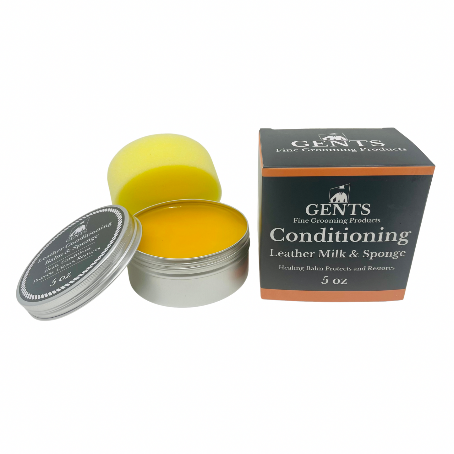 GENTS Leather Milk Conditioner Honey & Cleaner with Applicator Sponge, Scratch Repair, Healing Balm - Heals, Restores and Conditions Dry, Cracked, Scratched Leather