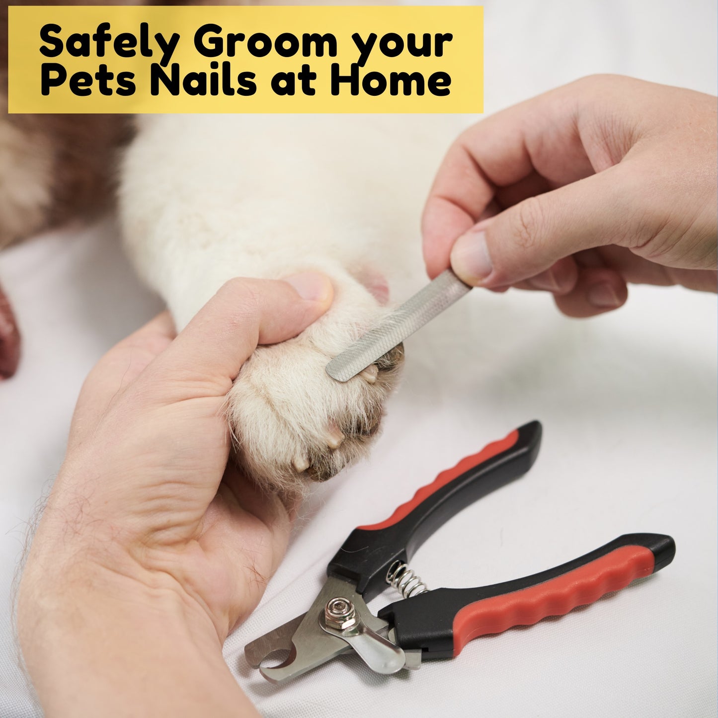 Pet Nail Care Kit – Dog & Cat Nail Clippers with Safety Guard, Non-Slip Grip, Nail File & 1oz Styptic Powder Quick Stop Bleeding Powder for Nail Clipping, Cuts & Grooming (1oz + Pet Trimmers, 1 oz)