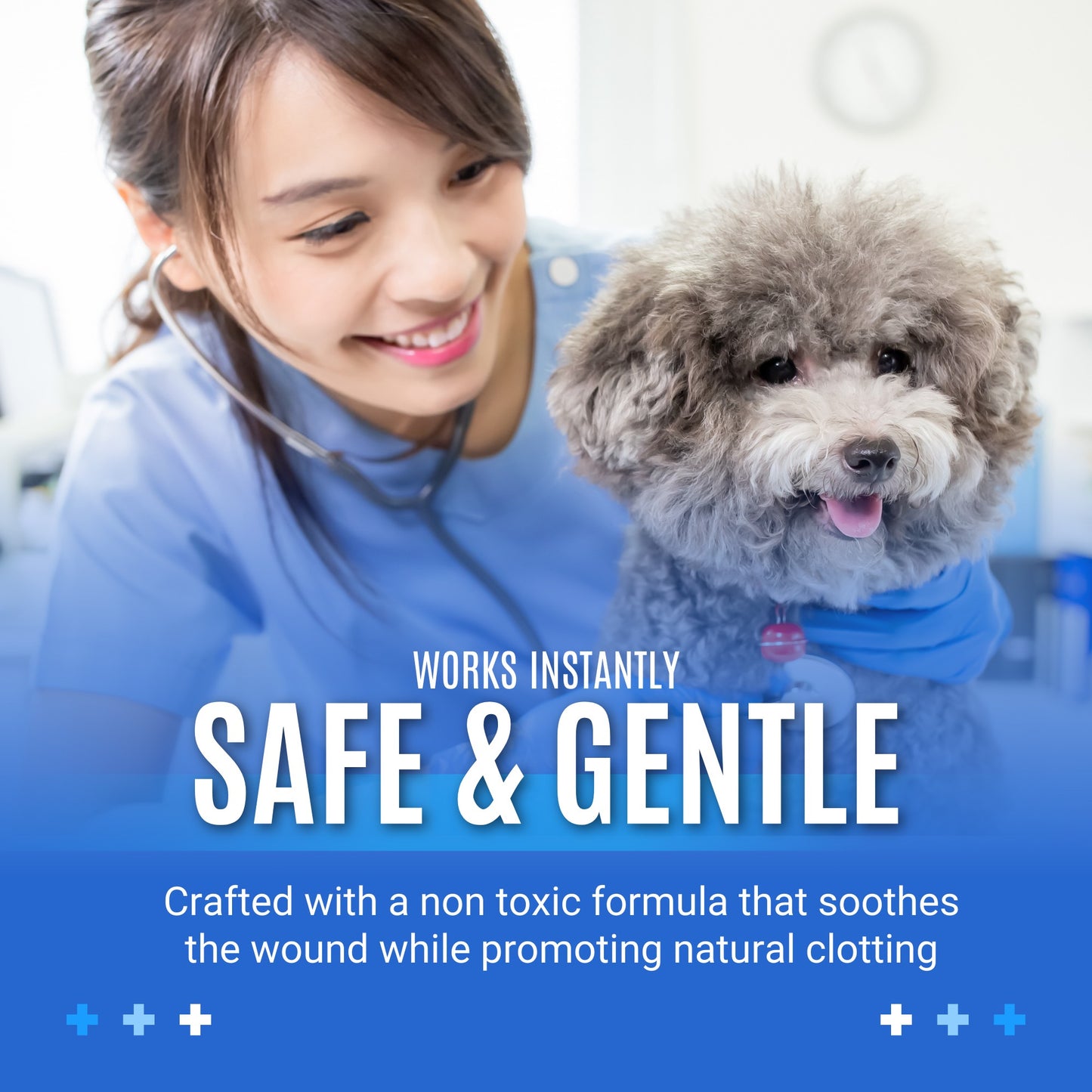Pet Nail Care Kit – Dog & Cat Nail Clippers with Safety Guard, Non-Slip Grip, Nail File & 1oz Styptic Powder Quick Stop Bleeding Powder for Nail Clipping, Cuts & Grooming (1oz + Pet Trimmers, 1 oz)