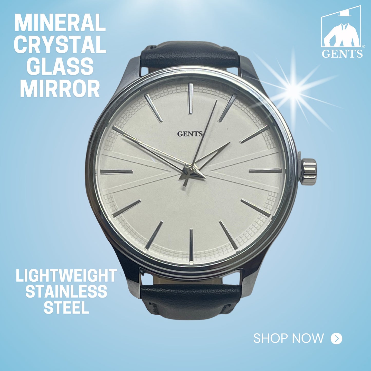 GENTS 42mm Men’s Minimalist Leather Watch – Classic Stainless Steel Dress Watch for Men, Lightweight & Water-Resistant Daily Wear – Elegant Gift for Men