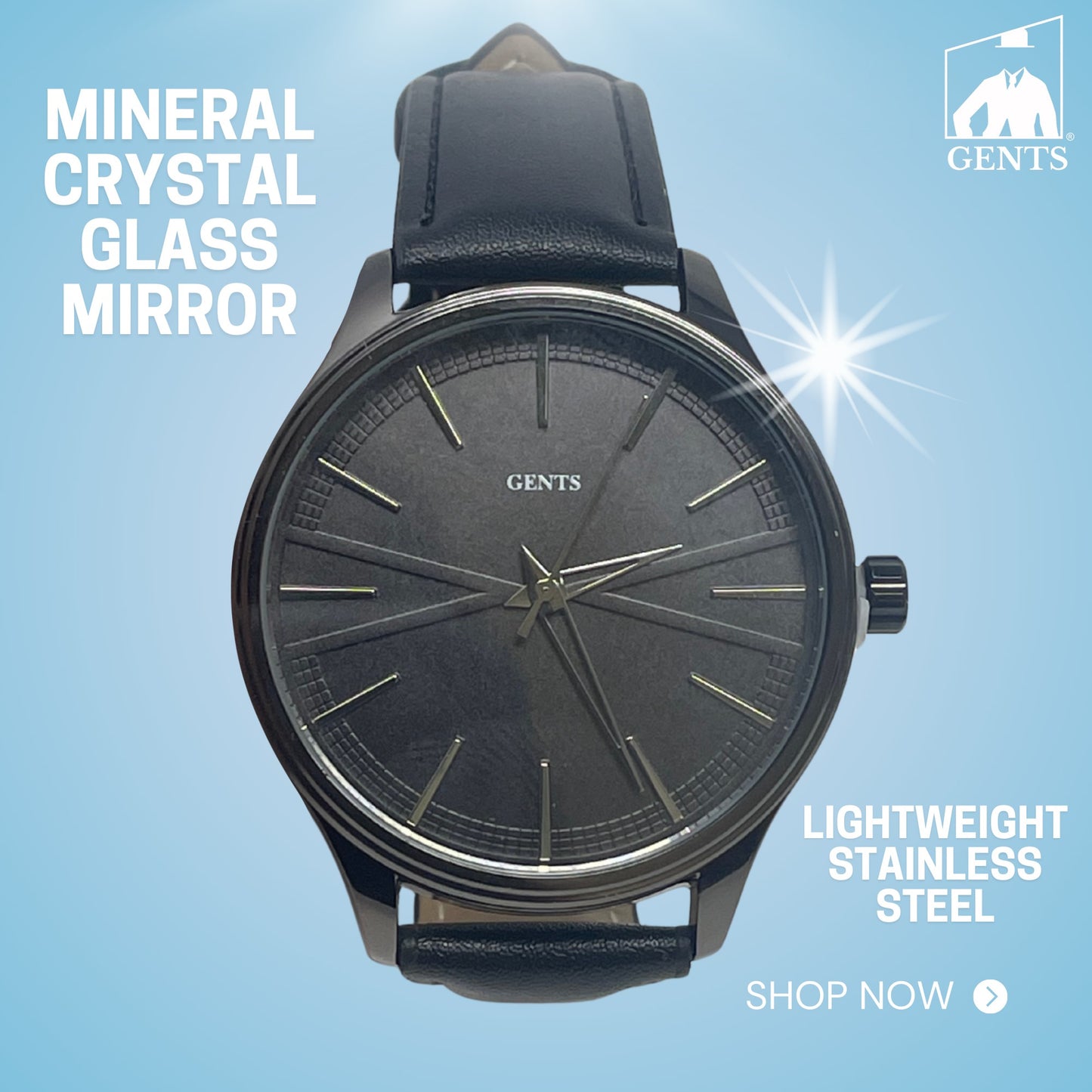 GENTS 42mm Men’s Minimalist Leather Watch – Classic Stainless Steel Dress Watch for Men, Lightweight & Water-Resistant Daily Wear – Elegant Gift for Men