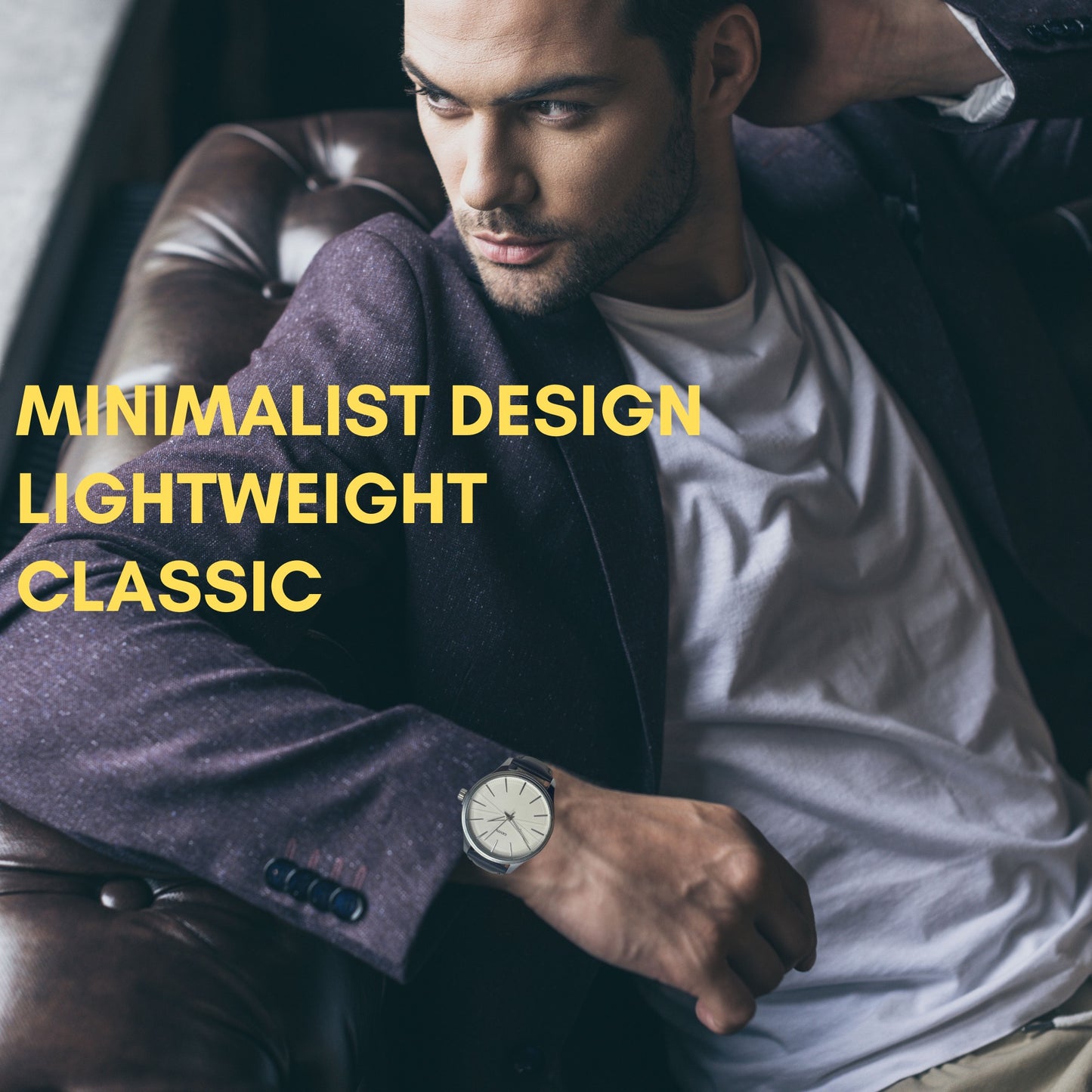 GENTS 42mm Men’s Minimalist Leather Watch – Classic Stainless Steel Dress Watch for Men, Lightweight & Water-Resistant Daily Wear – Elegant Gift for Men