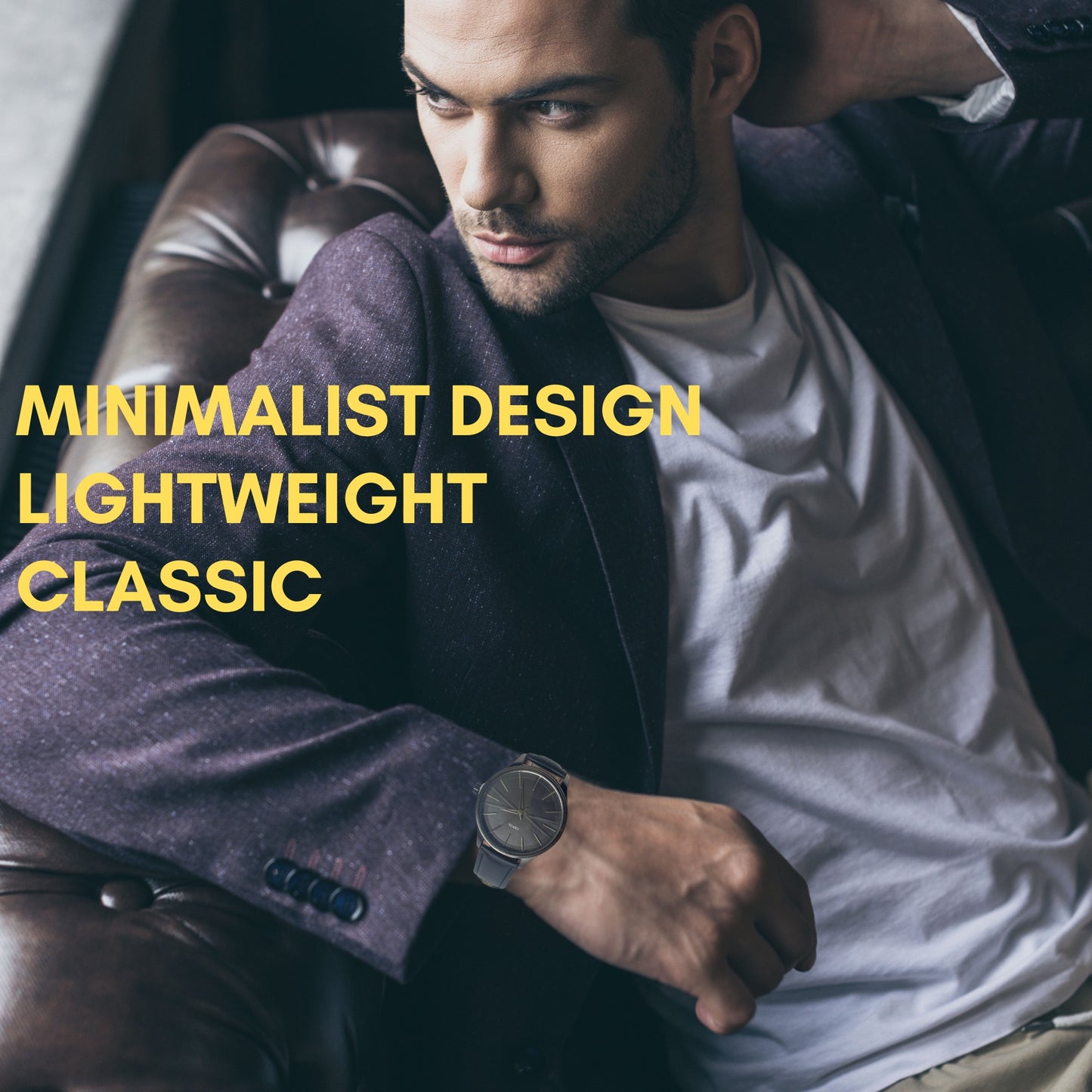 GENTS 42mm Men’s Minimalist Leather Watch – Classic Stainless Steel Dress Watch for Men, Lightweight & Water-Resistant Daily Wear – Elegant Gift for Men