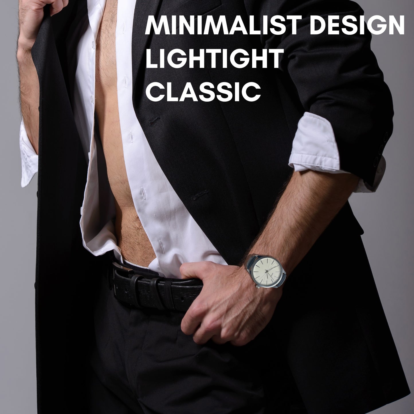 GENTS 42mm Men’s Minimalist Leather Watch – Classic Stainless Steel Dress Watch for Men, Lightweight & Water-Resistant Daily Wear – Elegant Gift for Men