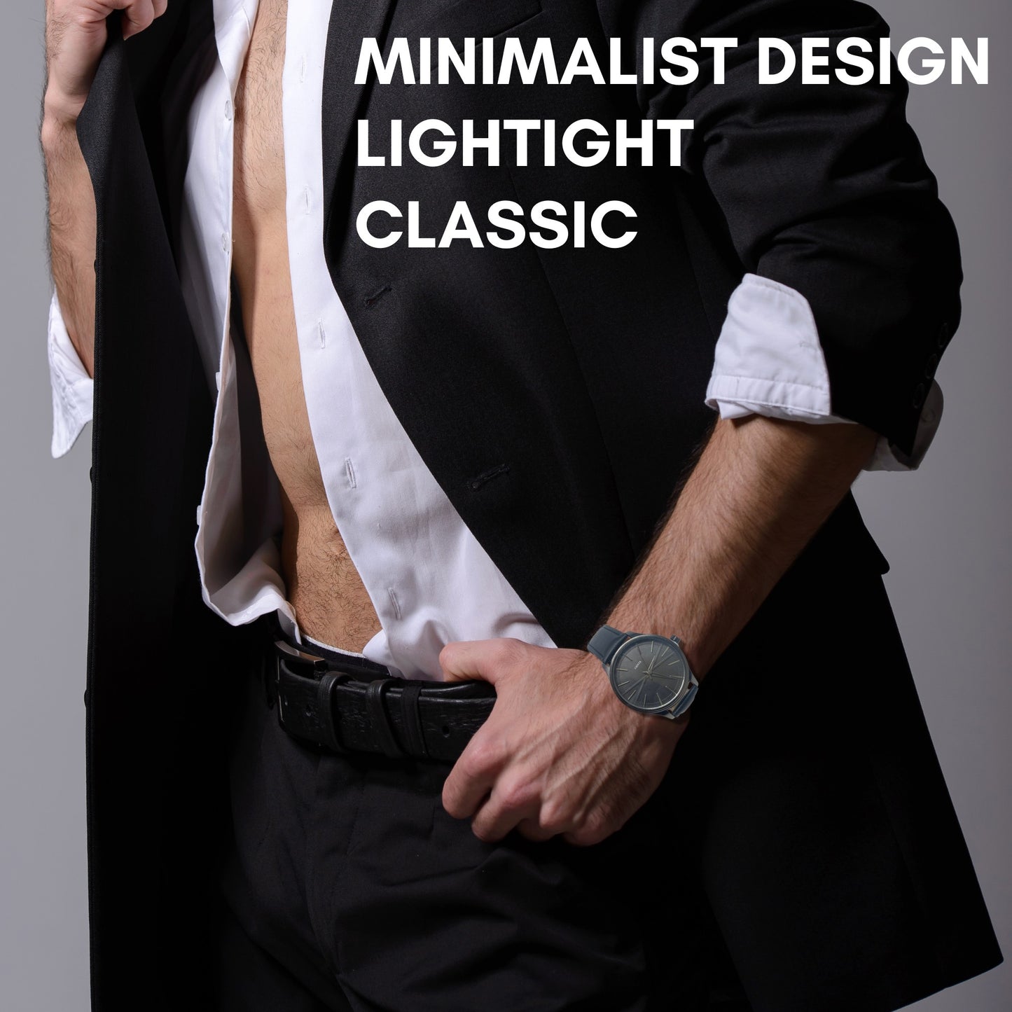 GENTS 42mm Men’s Minimalist Leather Watch – Classic Stainless Steel Dress Watch for Men, Lightweight & Water-Resistant Daily Wear – Elegant Gift for Men