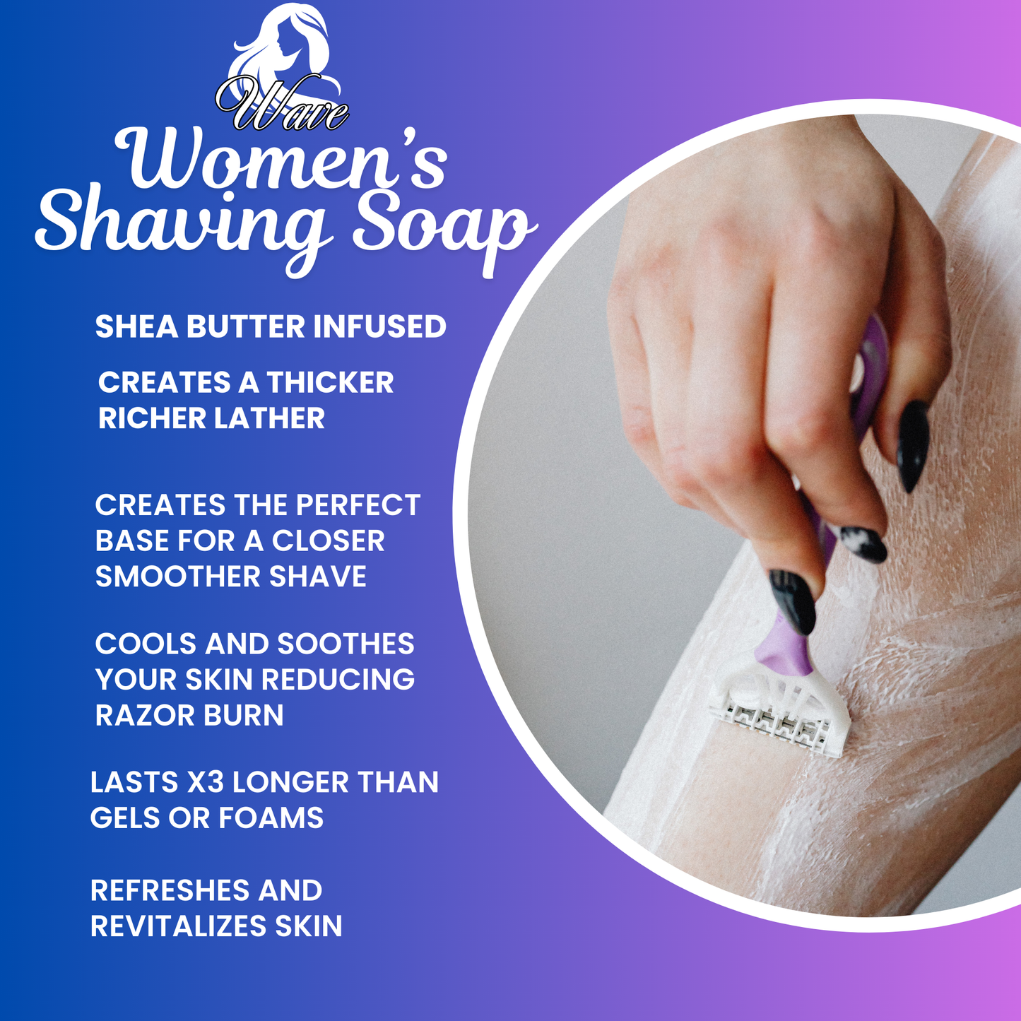 Shaving Soap for Women Natural Shea Butter Infused – Long Lasting, Moisturizing Lather – Multiple Scents & Unscented 3oz GENTS