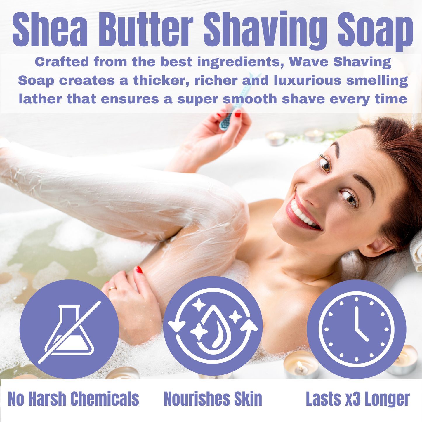 Shaving Soap for Women Natural Shea Butter Infused – Long Lasting, Moisturizing Lather – Multiple Scents & Unscented 3oz GENTS