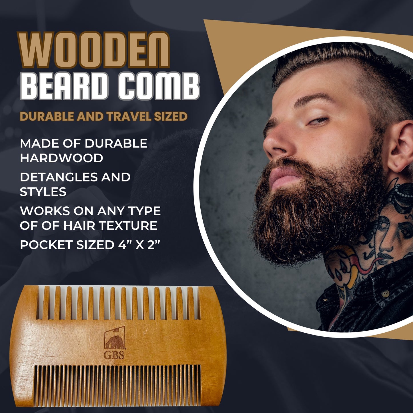 Gift Set GENTS - Complete Beard Grooming & Growth Kit – Beard Oil, Beard Growth Serum, Beard Balm, Boar Bristle Brush, Wood Beard Combs, Folding Comb, Mustache Comb, Scissors and Mesh Travel Bag