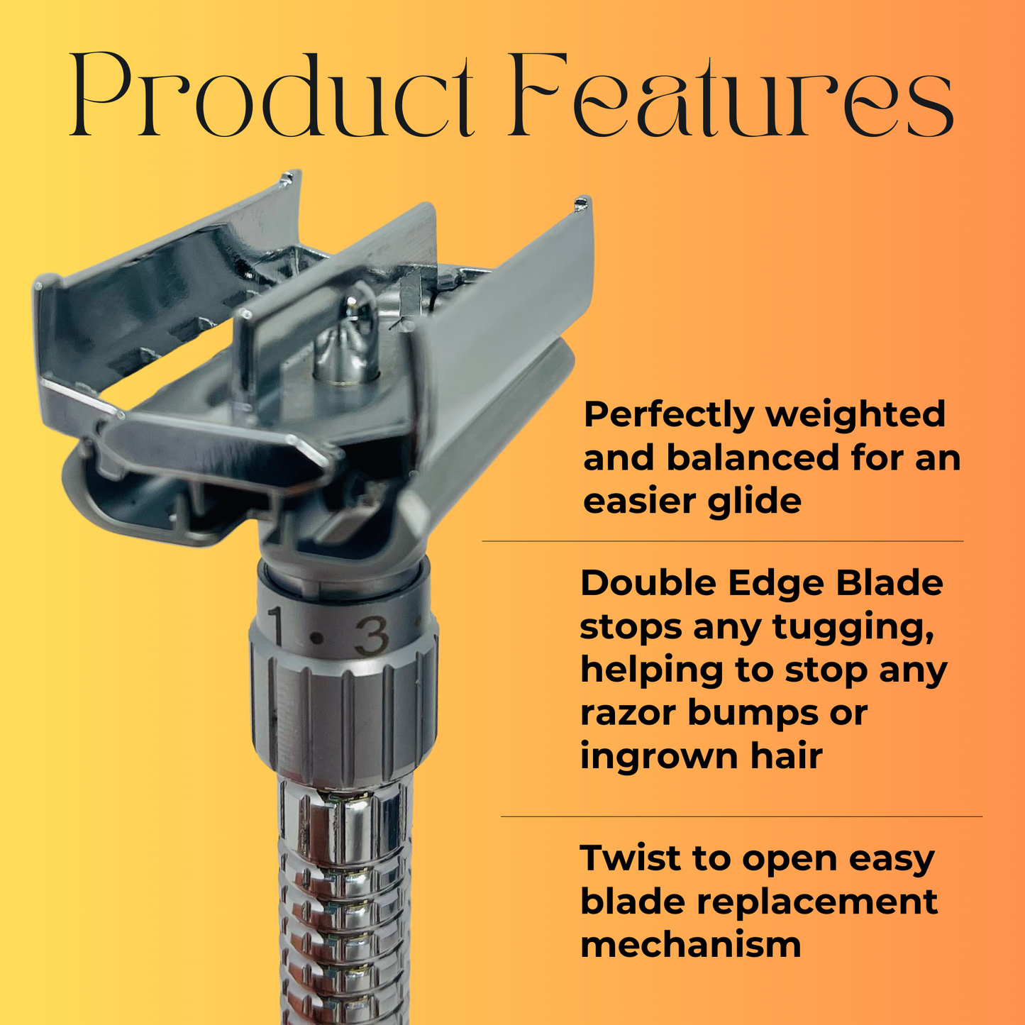 Razor Adjustable Butterfly Double Edge Stainless Steel Knurled Handle Gents