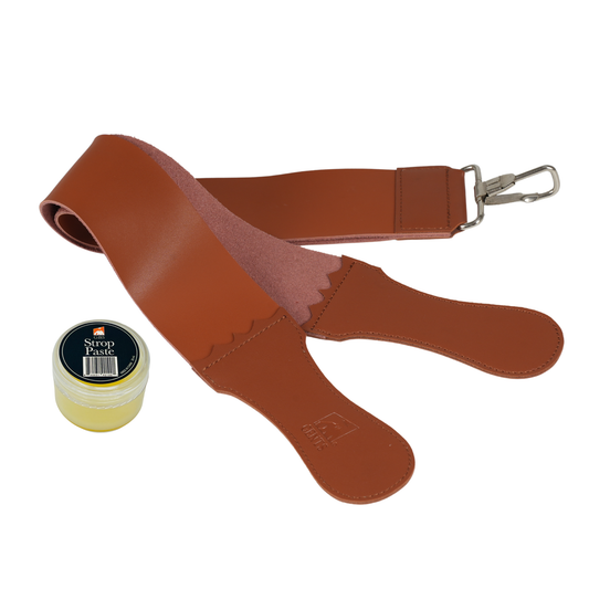 GENTS Leather Razor Strop 2.5" x 22" Super Soft Cowhide- + 30 ML Strop Paste Dual Straps with Clip Sharpening Razor, Knifes & Kitchen Cutlery, Keeps Your Blade Sharp