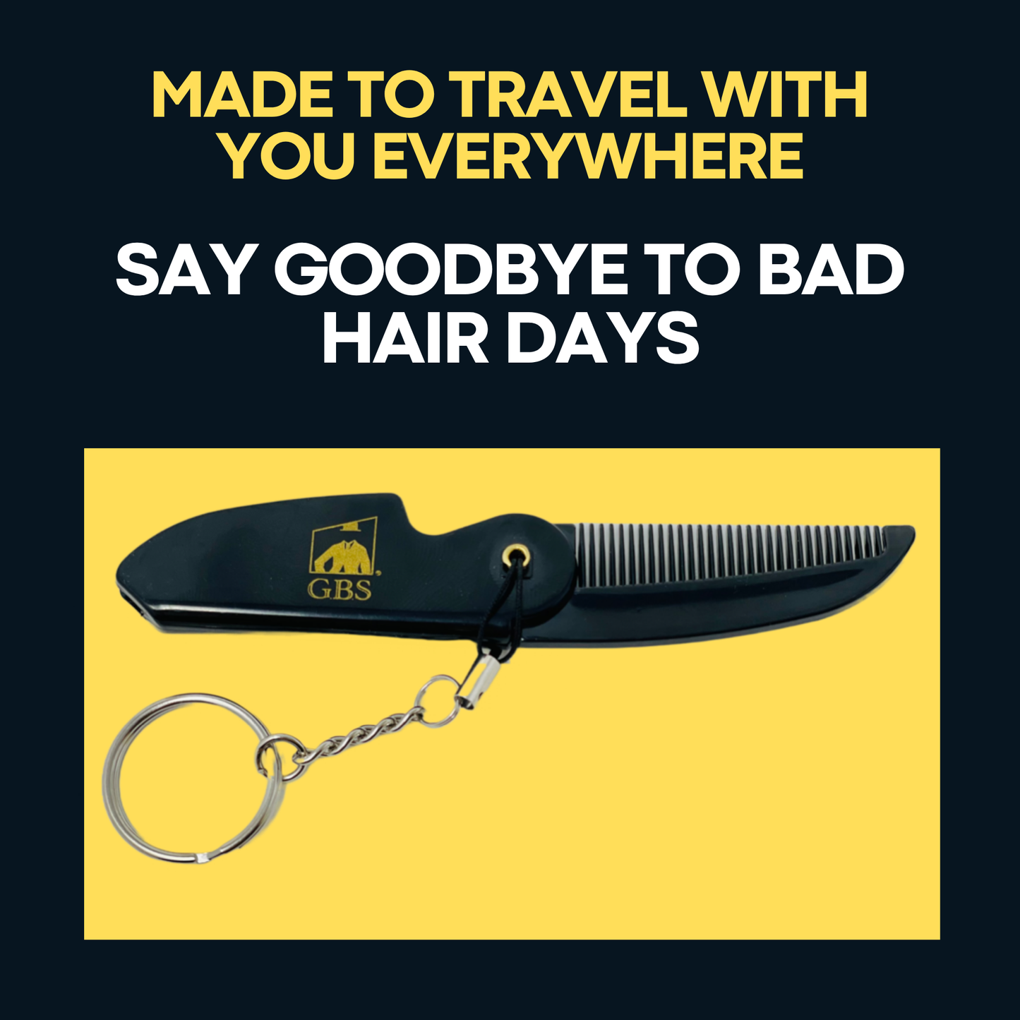 Comb (3 Pack) Keychain Folding Beard Combs for Men - Handmade Keychain Mustache Combs - Portable Pocket Travel Combs for Grooming & Combing Hair, Beards and Mustaches GENTS