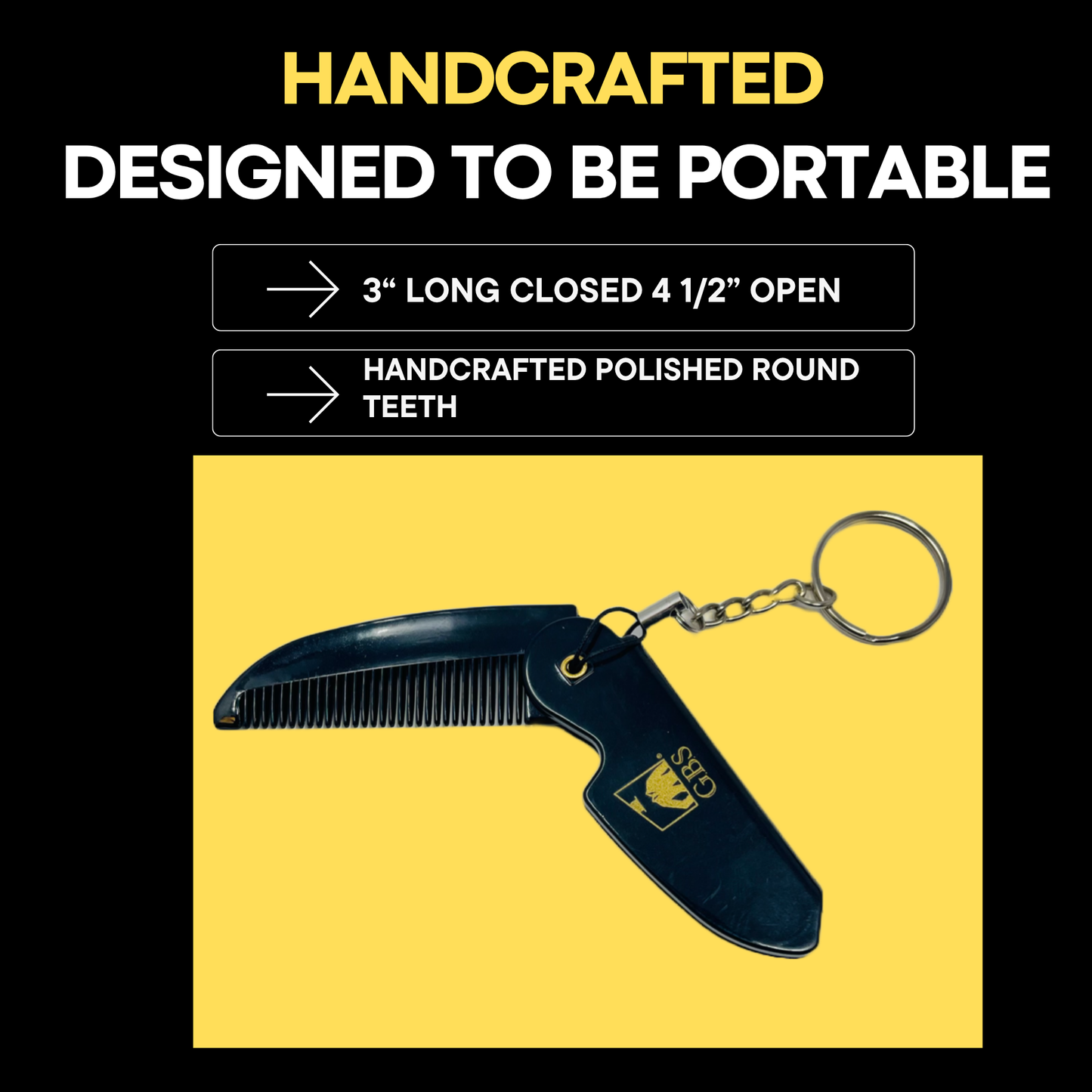 Comb (3 Pack) Keychain Folding Beard Combs for Men - Handmade Keychain Mustache Combs - Portable Pocket Travel Combs for Grooming & Combing Hair, Beards and Mustaches GENTS