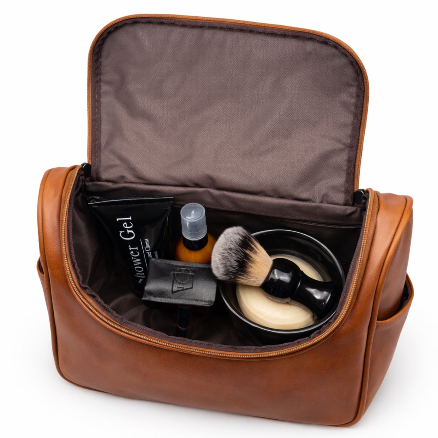 GENTS Faux Leather Men’s Toiletry Bag – Travel Dopp Kit with Zippered Compartments, Carry Handle, Water-Resistant Lining – Shaving & Grooming Organizer for Men