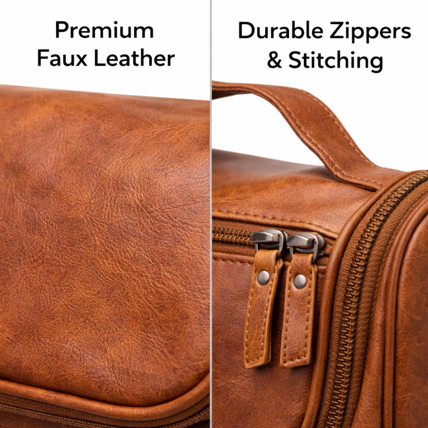 GENTS Faux Leather Men’s Toiletry Bag – Travel Dopp Kit with Zippered Compartments, Carry Handle, Water-Resistant Lining – Shaving & Grooming Organizer for Men