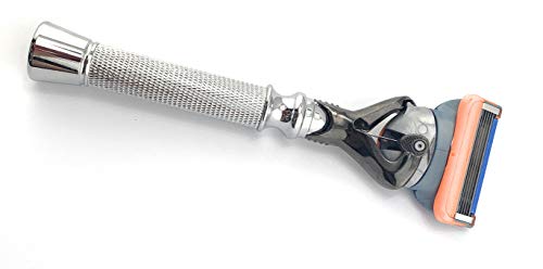 GENTS Flex ball Handle Razor with Flex ball Pivot Ball technology All Chrome Diamond Knurled Pattern Long Handle Shaving Razor