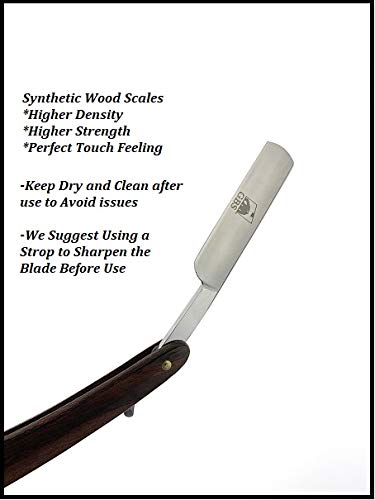 GENTS Complete Professional Wet Shave Kit Shaving Set- Shave Box Includes 5/8" Inch Carbon Steel Straight Razor with Wooden Handle, Synthetic Hair Shave Brush, Wood Shave Soap Bowl